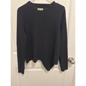 Madewell Women's Black Waffle Shirt With Long Piece Bottom Front Size M‎